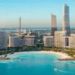 Modern beachfront view of Fairmont with clear blue waters and luxury seaside amenities.
